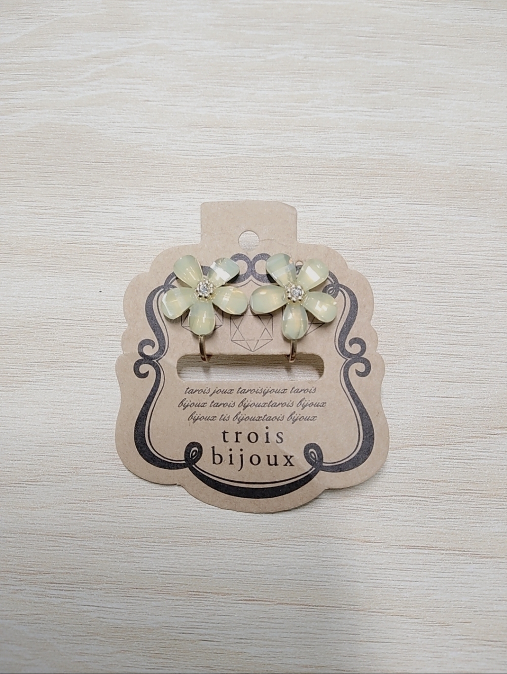 Flower Petal Clip-On Earrings in Pale Yellow